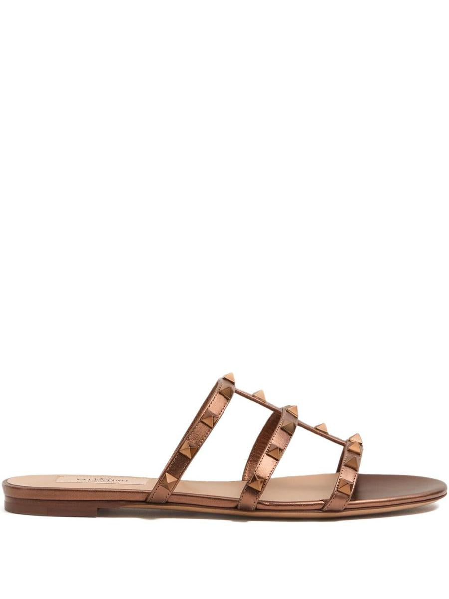 Valentino Garavani Rockstu Leather Flat Sandals