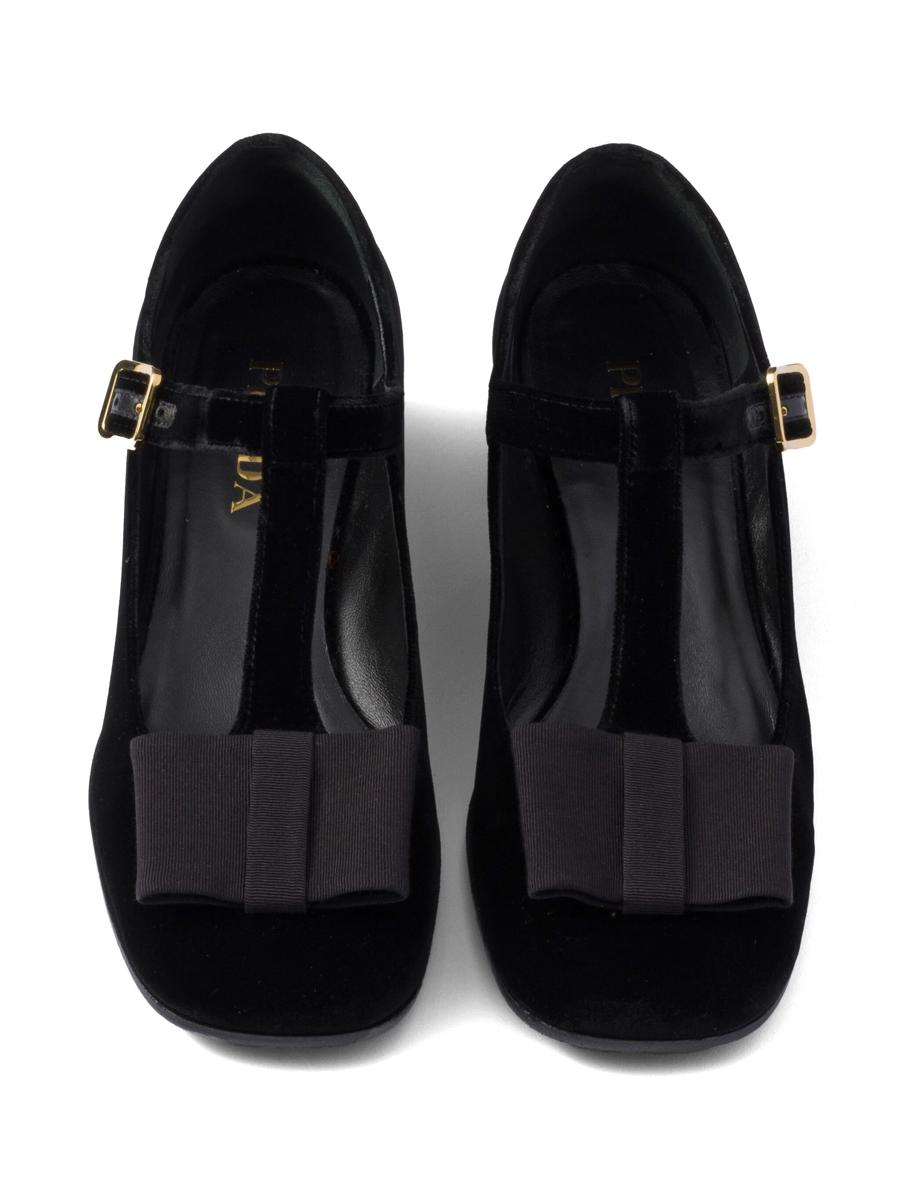 Prada 35Mm Bow Velvet Pumps