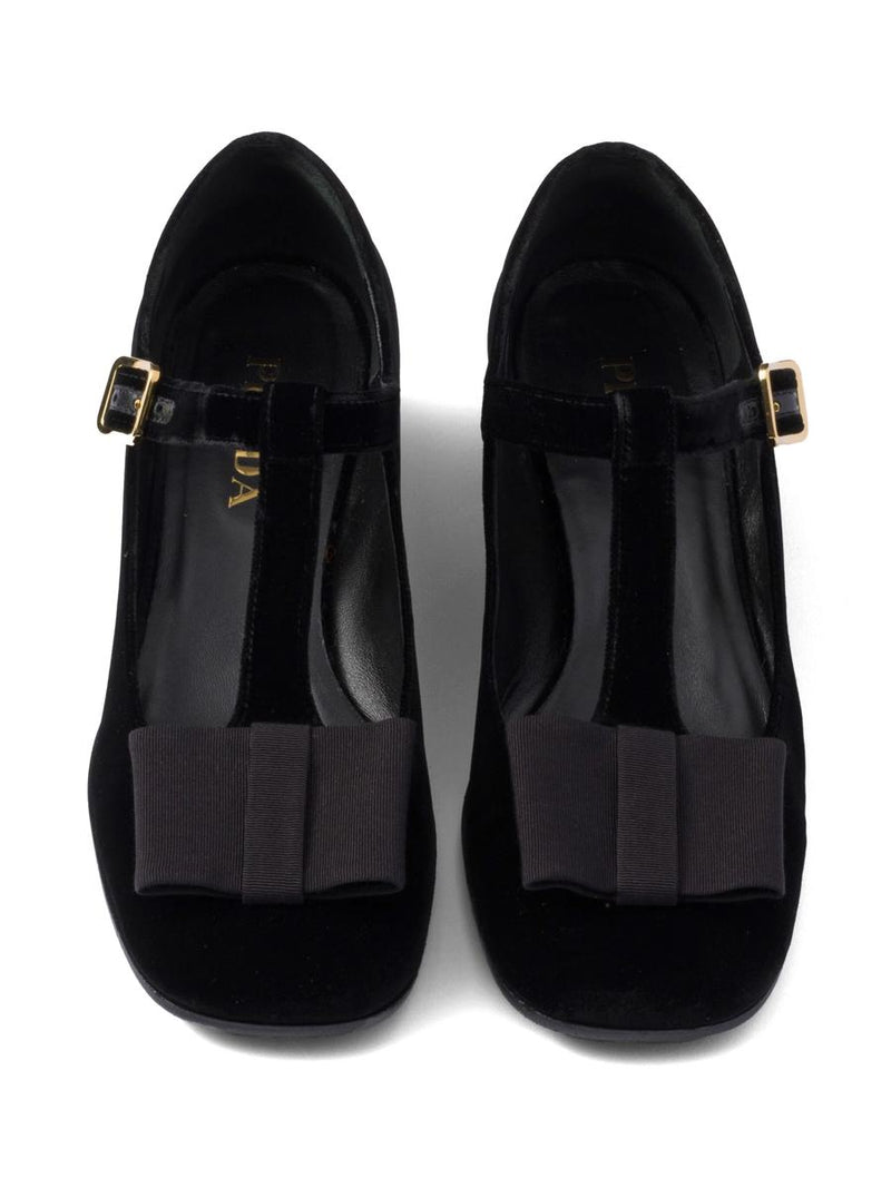 Prada 35Mm Bow Velvet Pumps