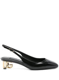 Dolce & Gabbana Logo-Heel Patent Leather Slingback Pumps Shoes