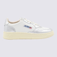 Autry White And Silver Leather Medialist Sneakers