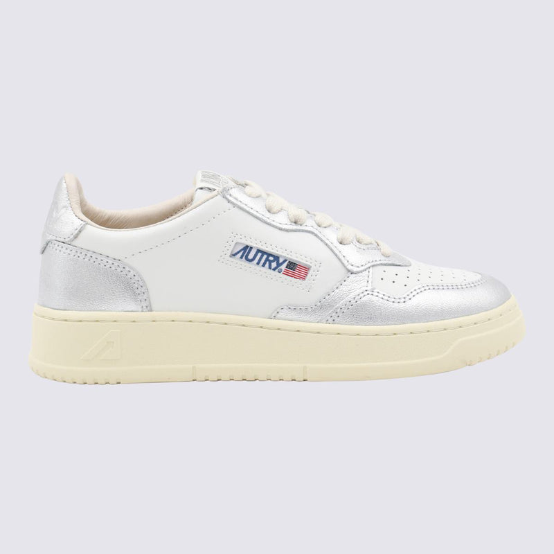 Autry White And Silver Leather Medialist Sneakers