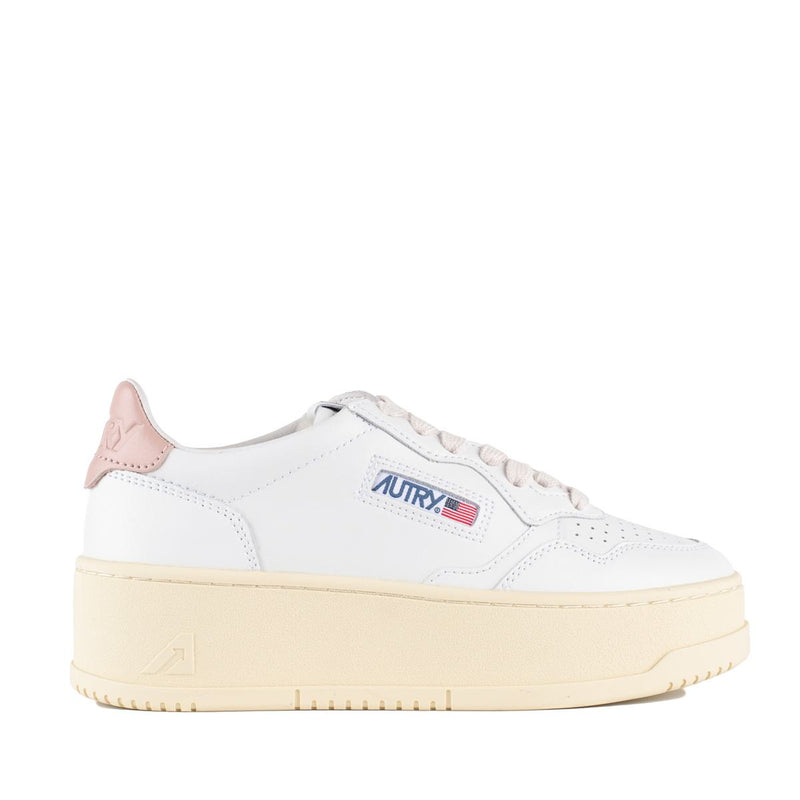 Autry Medalist Platform Sneakers In Leather Color White And Powder Pink