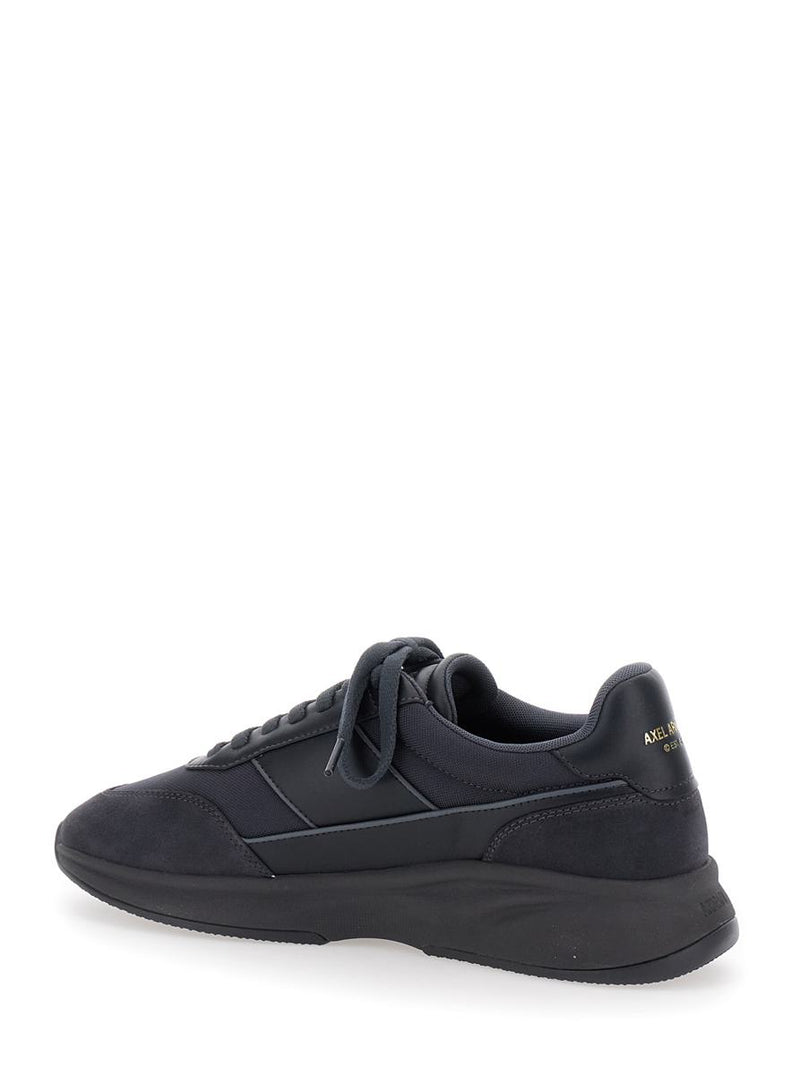 'Genesis Neo Runner' Black Low Top Sneakers With Logo Lettering On Tongue And Heel In Leather Blend Man