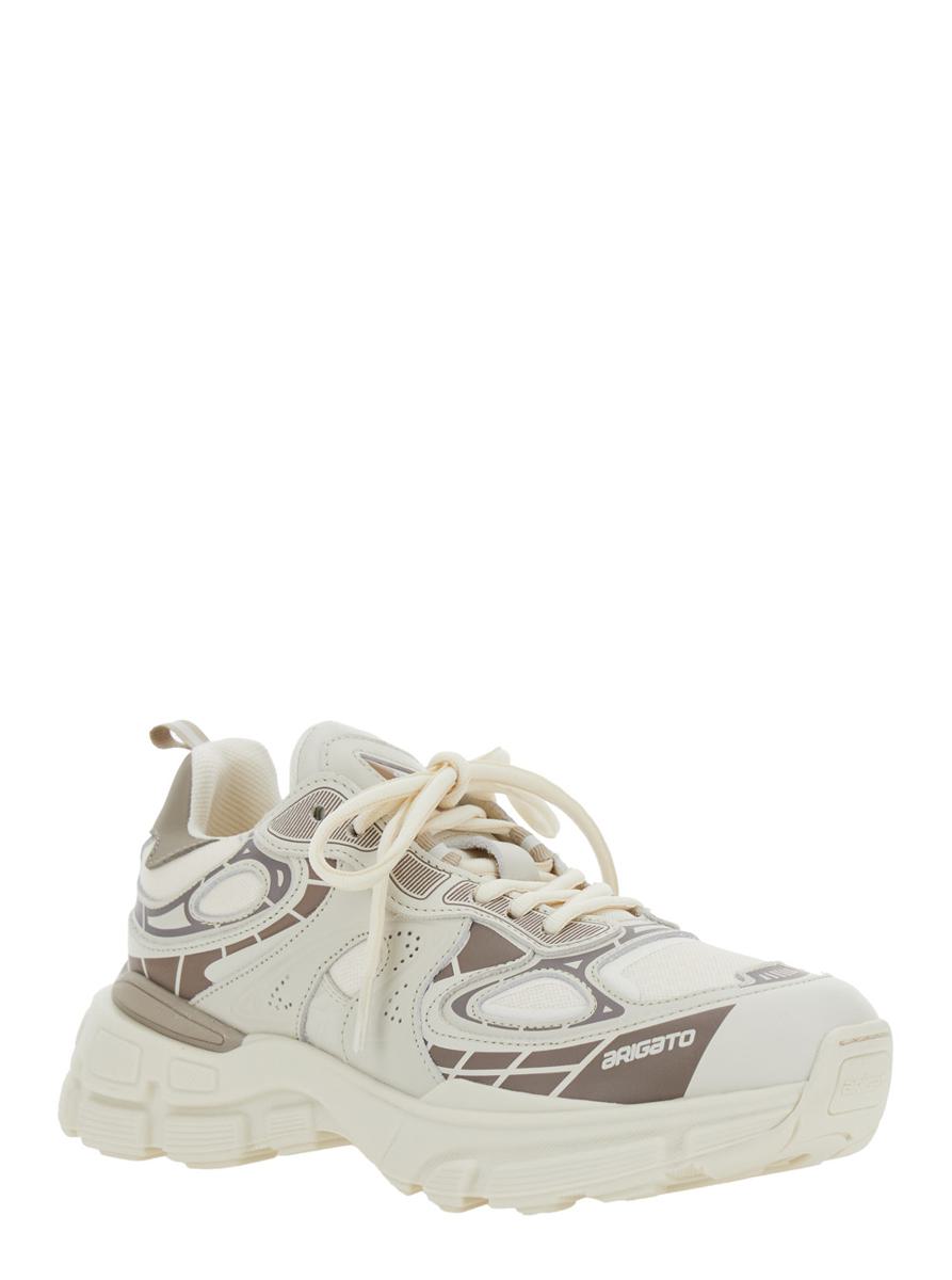 'Sphere Trip Running' Beige Sneakers With Chunky Sole And Logo On Tongue In Leather And Fabric Blend Woman