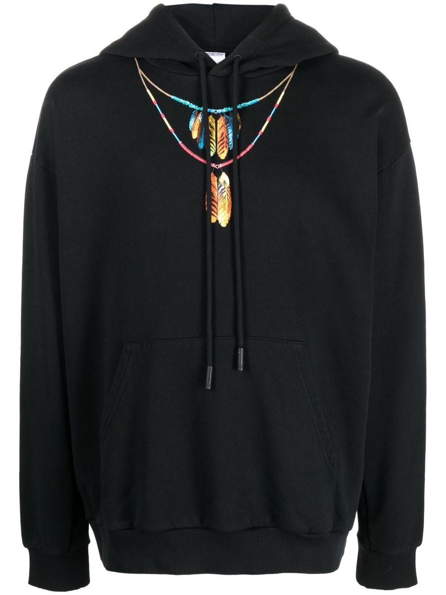 Marcelo Burlon County Of Milan Feathers Necklace Over Hoodie Clothing