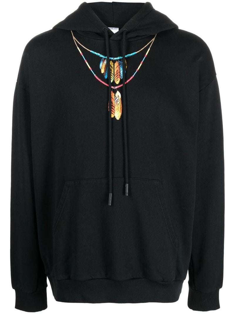 Marcelo Burlon County Of Milan Feathers Necklace Over Hoodie Clothing