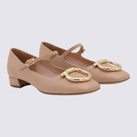 Salvatore Ferragamo Beige Leather Marry Pumps