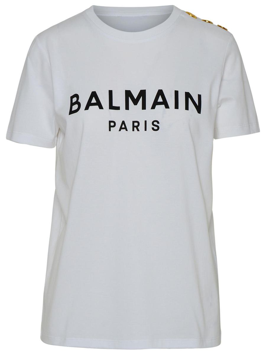 Balmain White Cotton T-Shirt