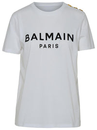 Balmain White Cotton T-Shirt