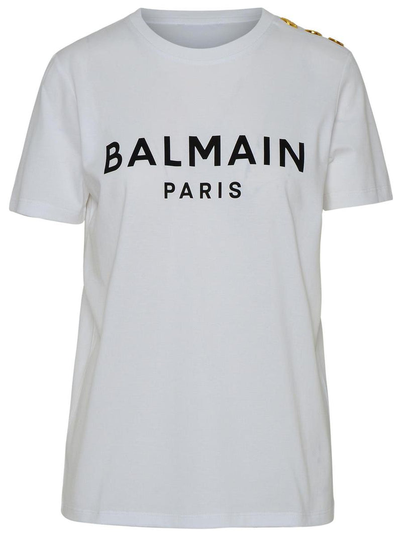 Balmain White Cotton T-Shirt