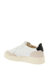 'Medalist' White Low Top Sneakers With Beige Suede Details In Leather Man