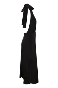 Elisabetta Franchi Satin Midi Dress With Asymmetric Skirt