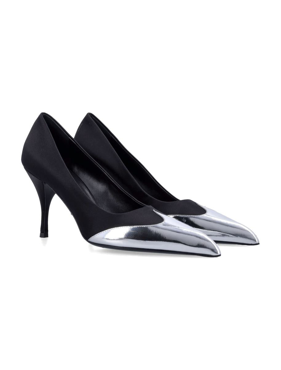 Prada Satin And Metallic Leather Pumps