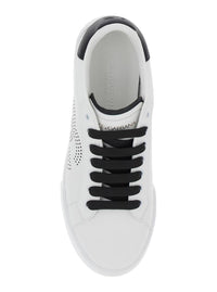 'Portofino Light' White Sneakers With Perforated Logo On The Side And Logo Patch On The Tongue In Leather Woman