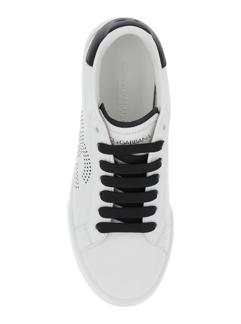 'Portofino Light' White Sneakers With Perforated Logo On The Side And Logo Patch On The Tongue In Leather Woman
