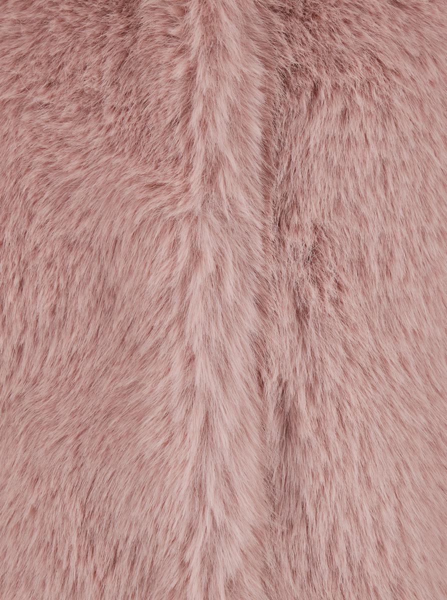 Pink Crewneck Fur Jacket With Concealed Front Closure In Ecofur Woman