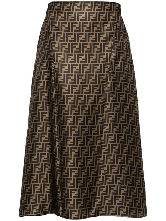 Fendi Ff Silk Midi Skirt