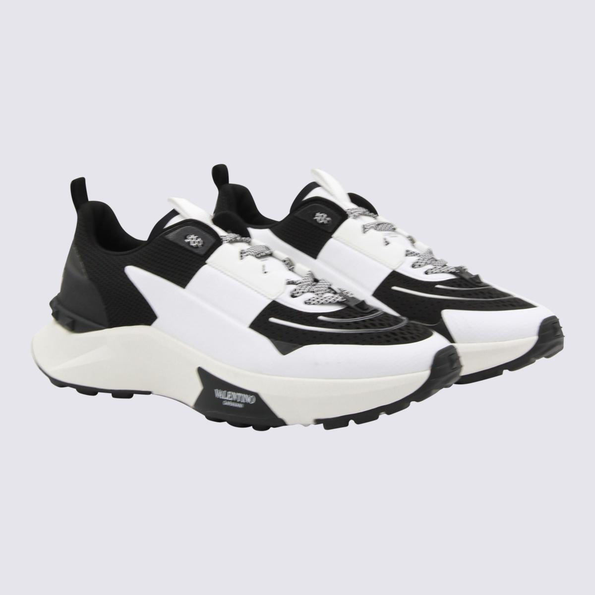 Valentino Garavani White And Black Leather True Act Sneakers