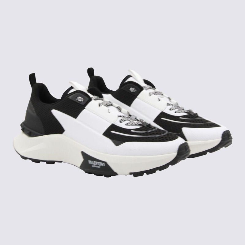 Valentino Garavani White And Black Leather True Act Sneakers