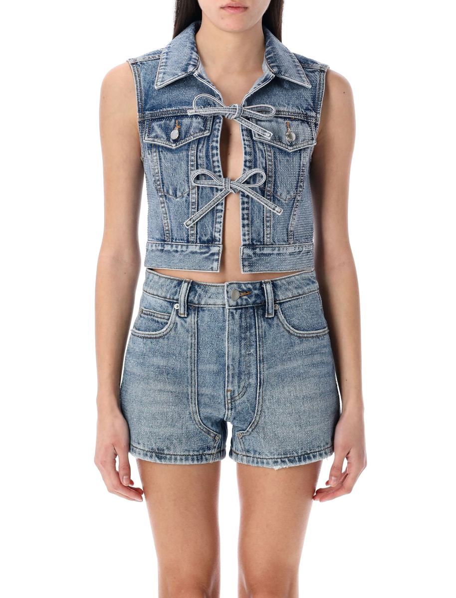 Alexander Wang Clear Bead Hotfix Denim Vest