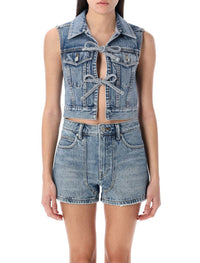 Alexander Wang Clear Bead Hotfix Denim Vest