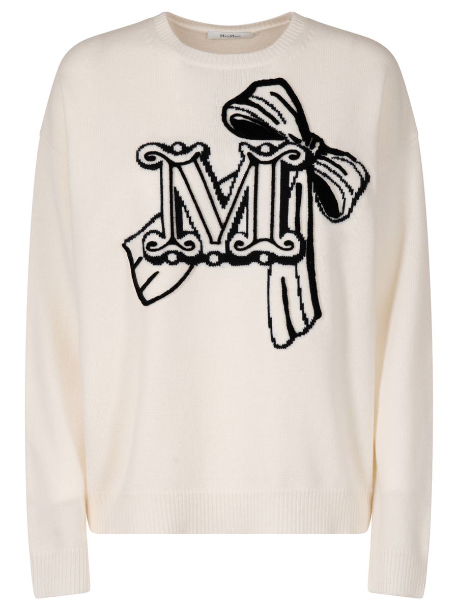 Max Mara Wool And Cashmere Pullover With Velvet Effect Embroidery Clothing