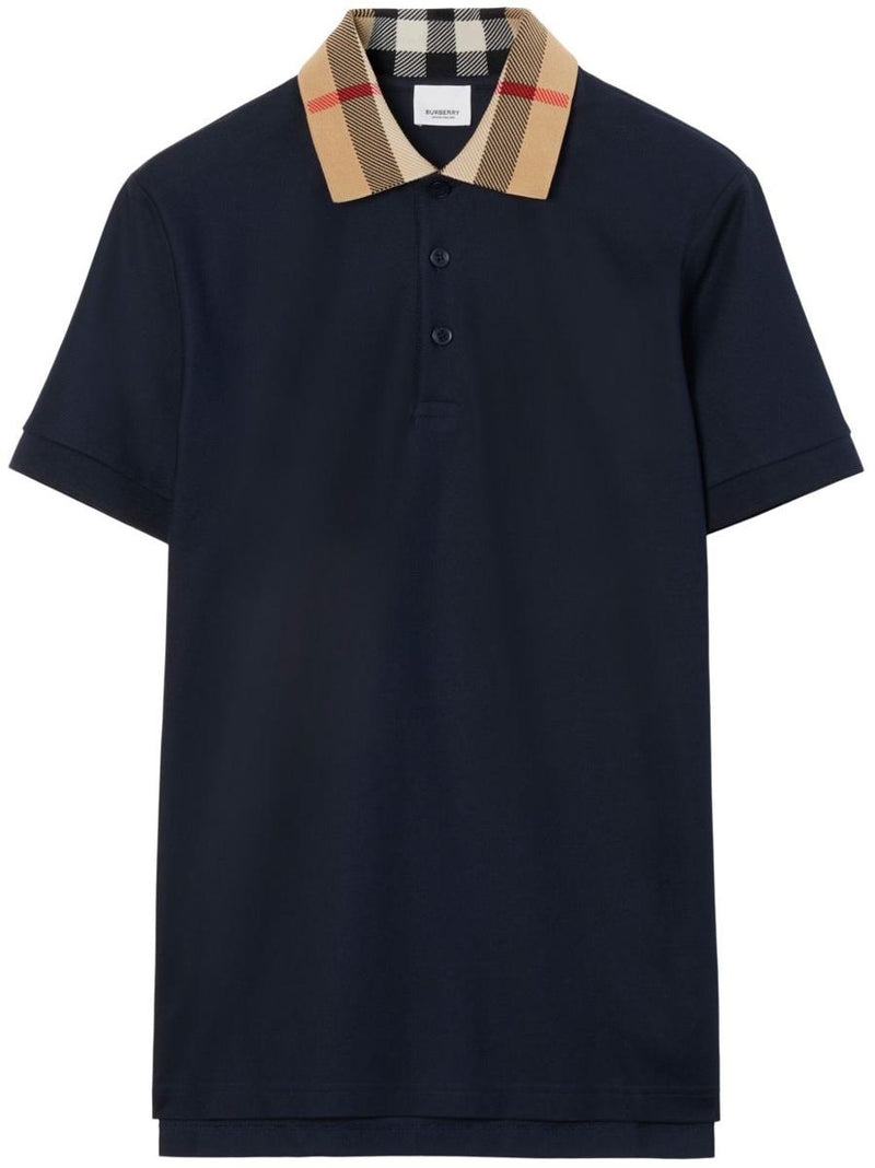 Burberry Check Collar Cotton Polo Shirt