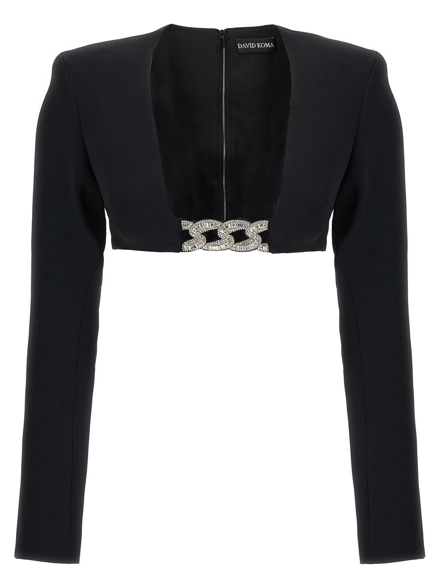 David Koma Top '3D Crystsal Chain And Square Neck'