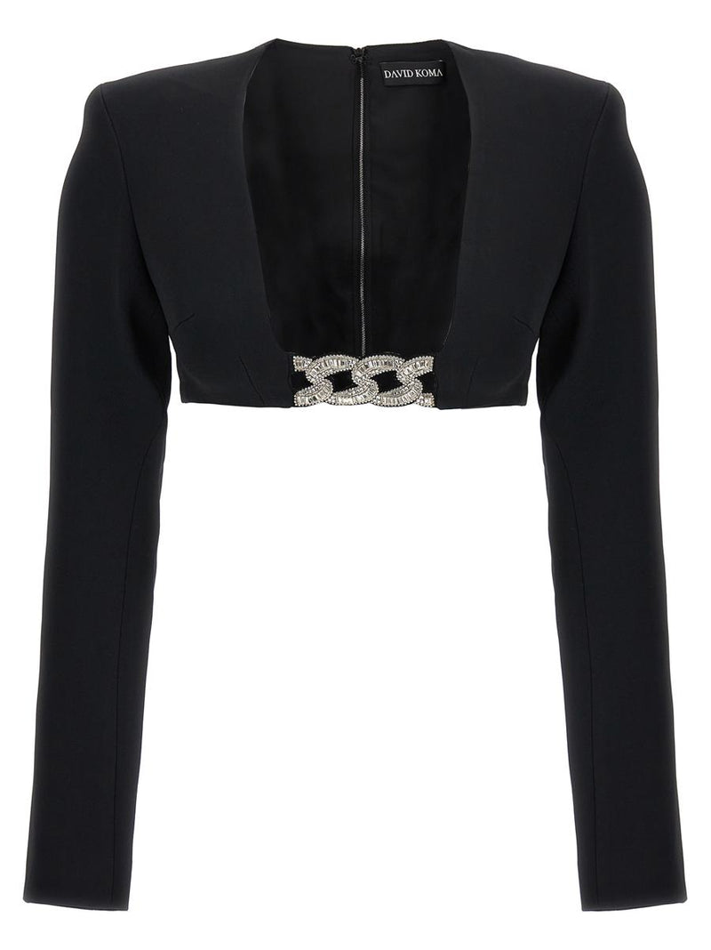 David Koma Top '3D Crystsal Chain And Square Neck'