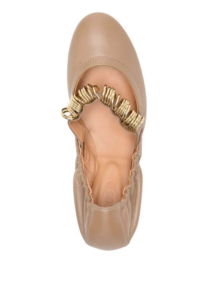 Tod'S Metallic Rings Strap Nappa Leather Ballerinas Shoes