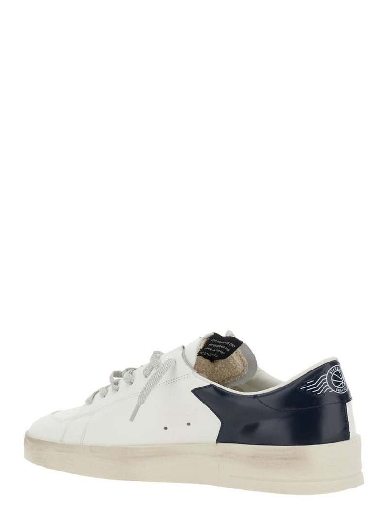 White Sneakers With Star Detail In Leather Man