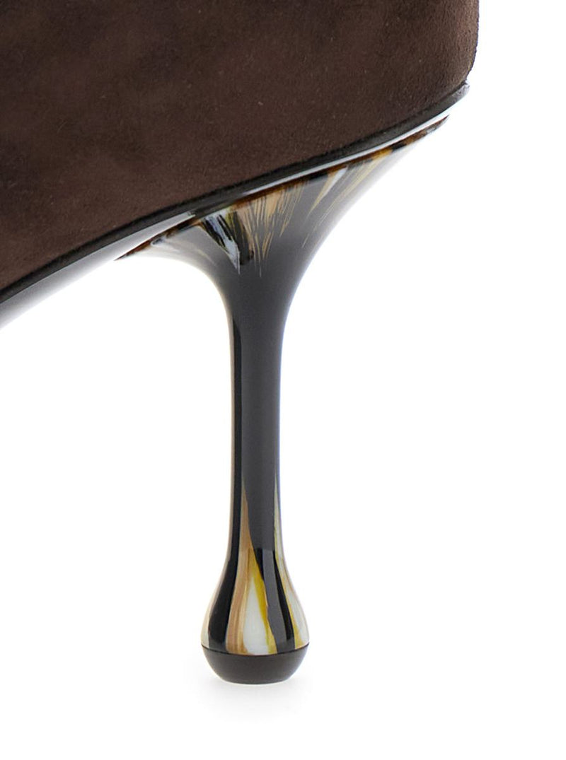 'Ixia' Brown Pumps With High Sculpted Heel In Suede Woman