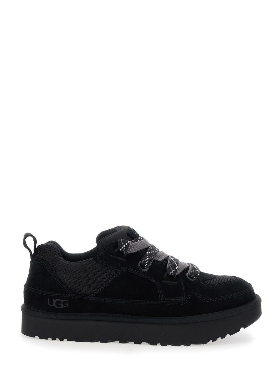 'Lo Lowmel' Black Sneakers With Mesh Inserts And Logo On The Side In Suede Man