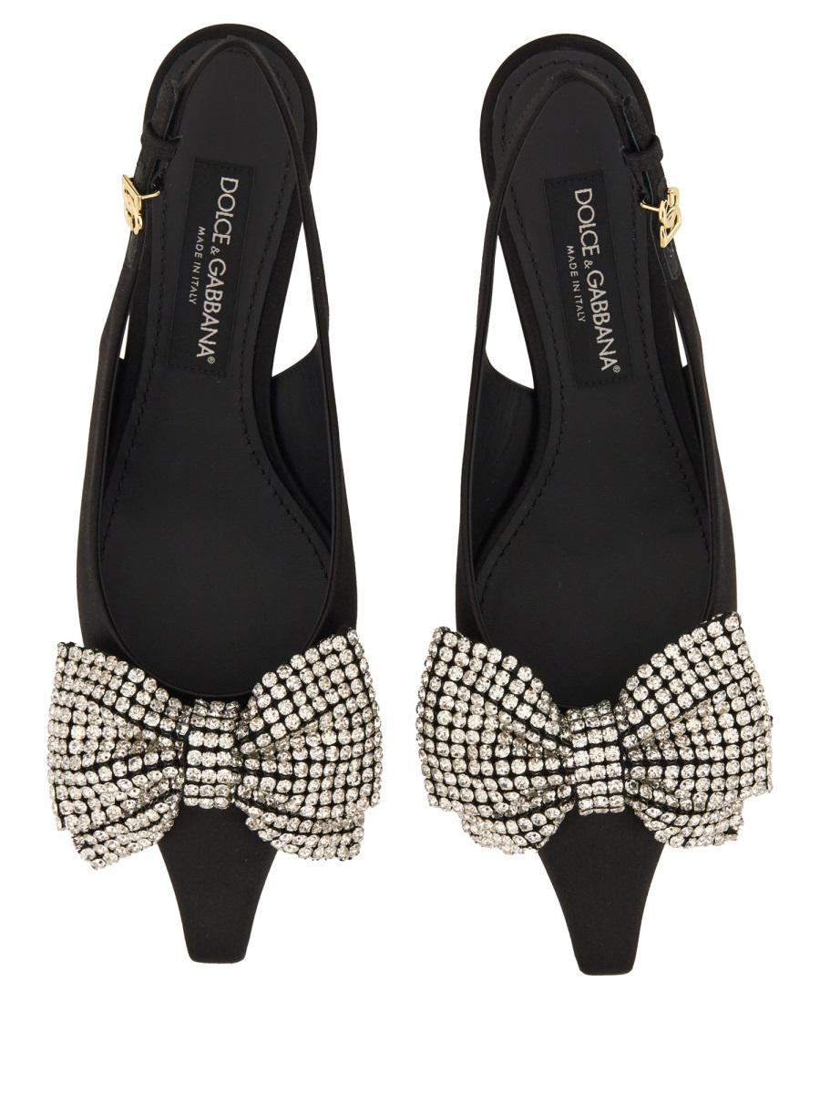 Dolce & Gabbana Satin Sling-Back With Rhinestone Embroidery