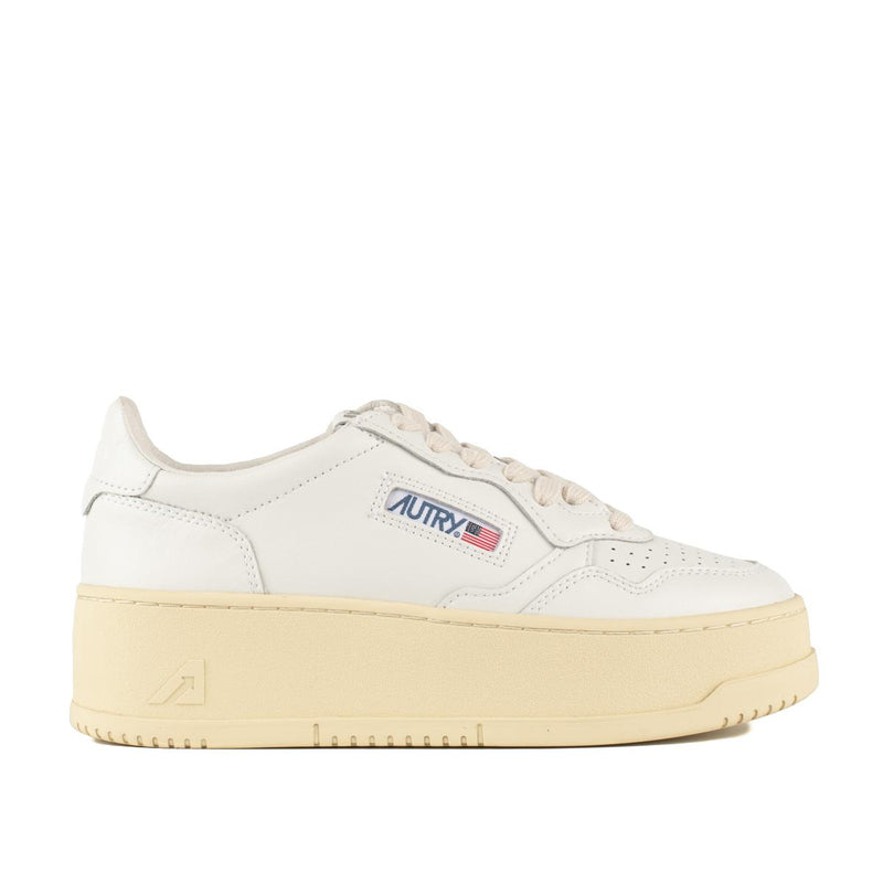 Autry White Leather Medalist Platform Sneakers