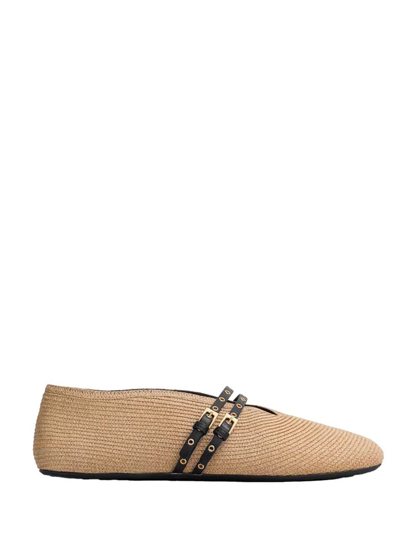Alaïa Ballet Flats In Paper Straw Shoes