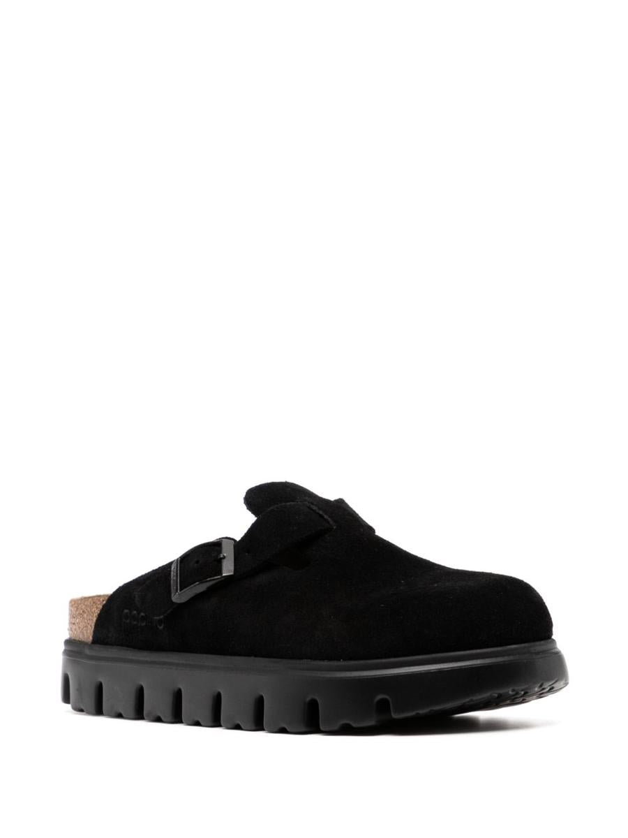 Birkenstock 'Boston Chunky' Black Suede Sabot