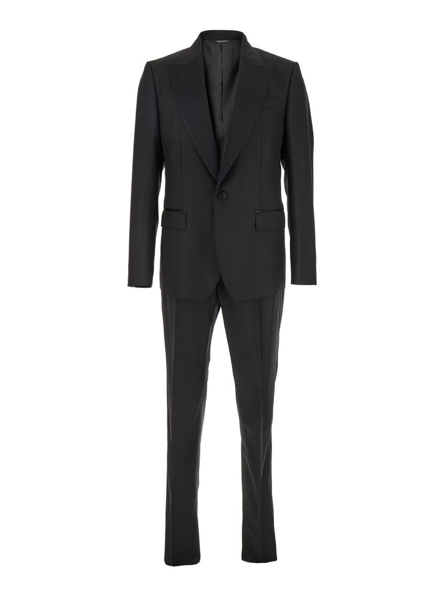 Black Single-Breasted Suit With Peak Revers In Wool Blend Man