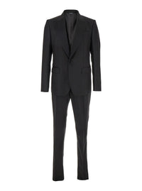 Black Single-Breasted Suit With Peak Revers In Wool Blend Man