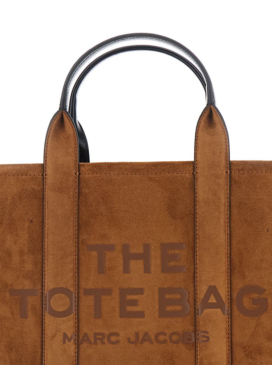 'The Medium Tote' Brown Handbag With Logo Lettering On The Front And Adjustable And Removable Shoulder Strap In Suede Woman