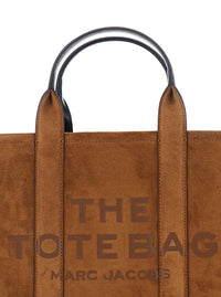 'The Medium Tote' Brown Handbag With Logo Lettering On The Front And Adjustable And Removable Shoulder Strap In Suede Woman