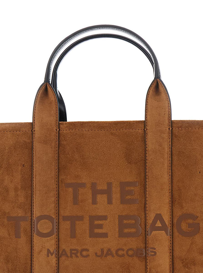 'The Medium Tote' Brown Handbag With Logo Lettering On The Front And Adjustable And Removable Shoulder Strap In Suede Woman