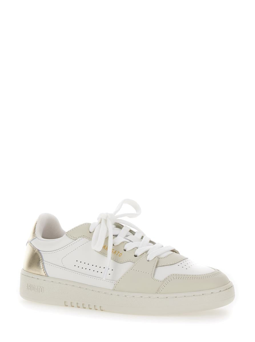 'Dice Lo' White Sneakers With Logo Detail And Metallic Heel Tab In Suede And Leather Woman