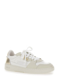 'Dice Lo' White Sneakers With Logo Detail And Metallic Heel Tab In Suede And Leather Woman