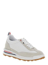 White Low Top Perforated Sneaker With Non-Slip Rubber Outsole In Tech Fabric Woman