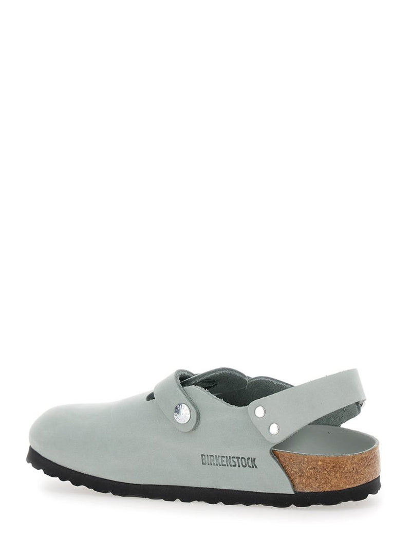 'Tokio' Light Blue Mules With Buckles On The Front And Back In Leather Woman