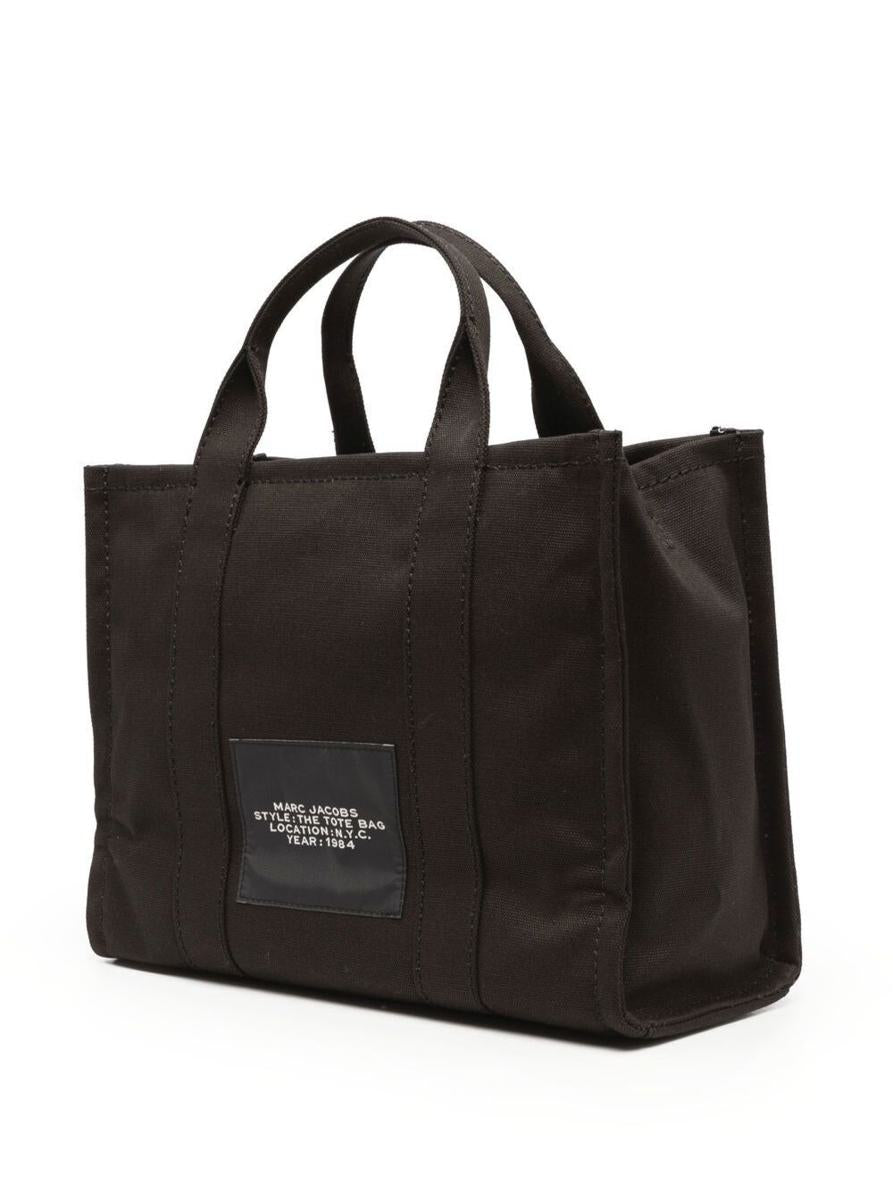 'The Medium Tote' Black Tote Bag With Contrasting Logo Lettering On The Front In Cotton Woman