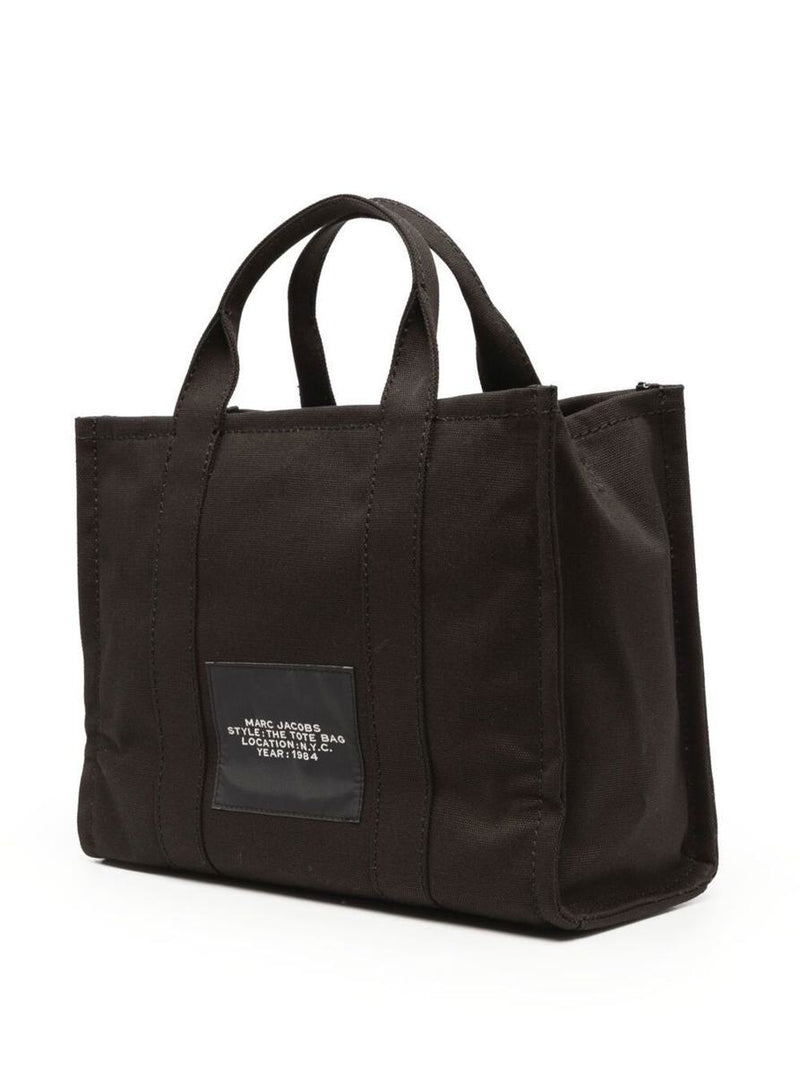 'The Medium Tote' Black Tote Bag With Contrasting Logo Lettering On The Front In Cotton Woman