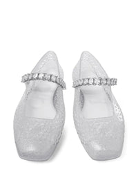 Jimmy Choo Clear Jelly Ballerina Flats With Crystal Embellishment Shoes